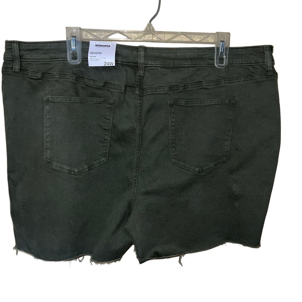 Sonoma Shorts Womens 24W Army Green Utility Boyfriend High Rise Denim Jean Fray - Picture 4 of 8
